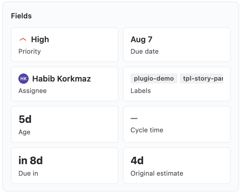The Fields widget in the sidebar