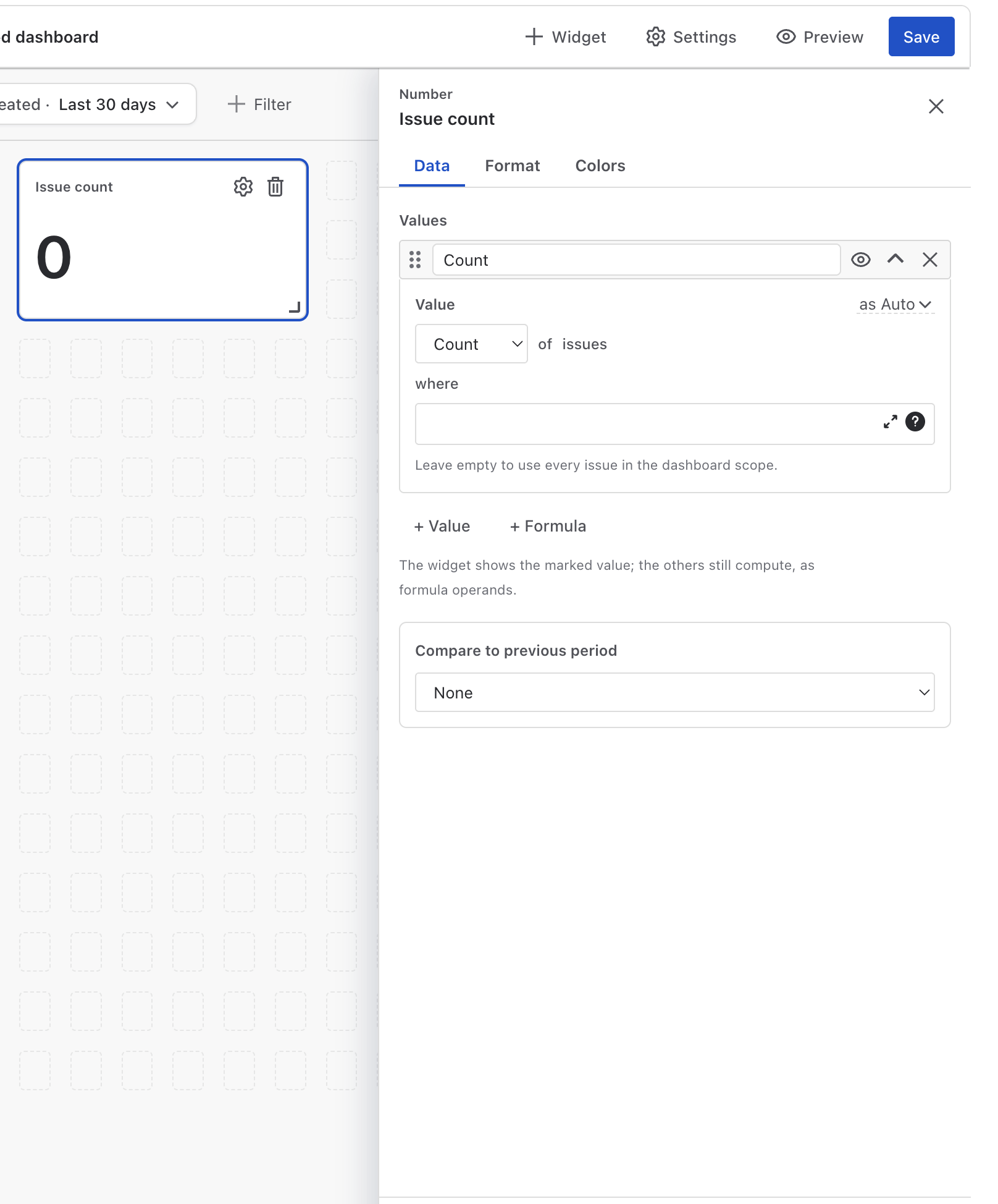 Widget configuration side panel