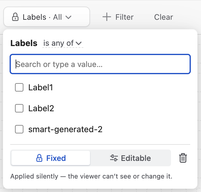 Field filter editor popover