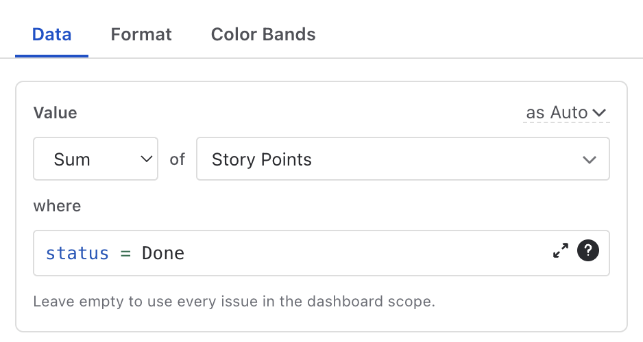 Metric editor phrase: Sum of Story Points where...