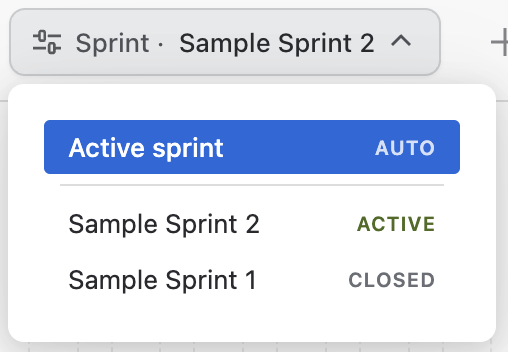 Sprint picker chip listing board sprints