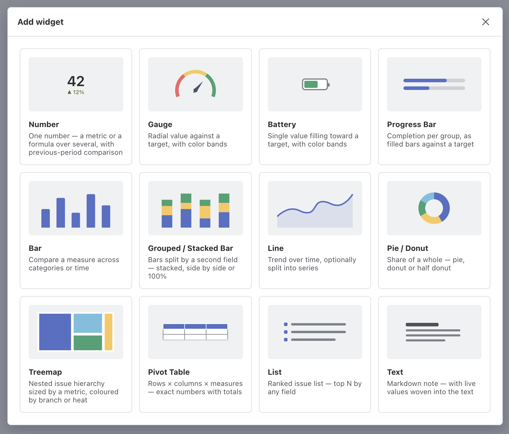 Widget picker gallery