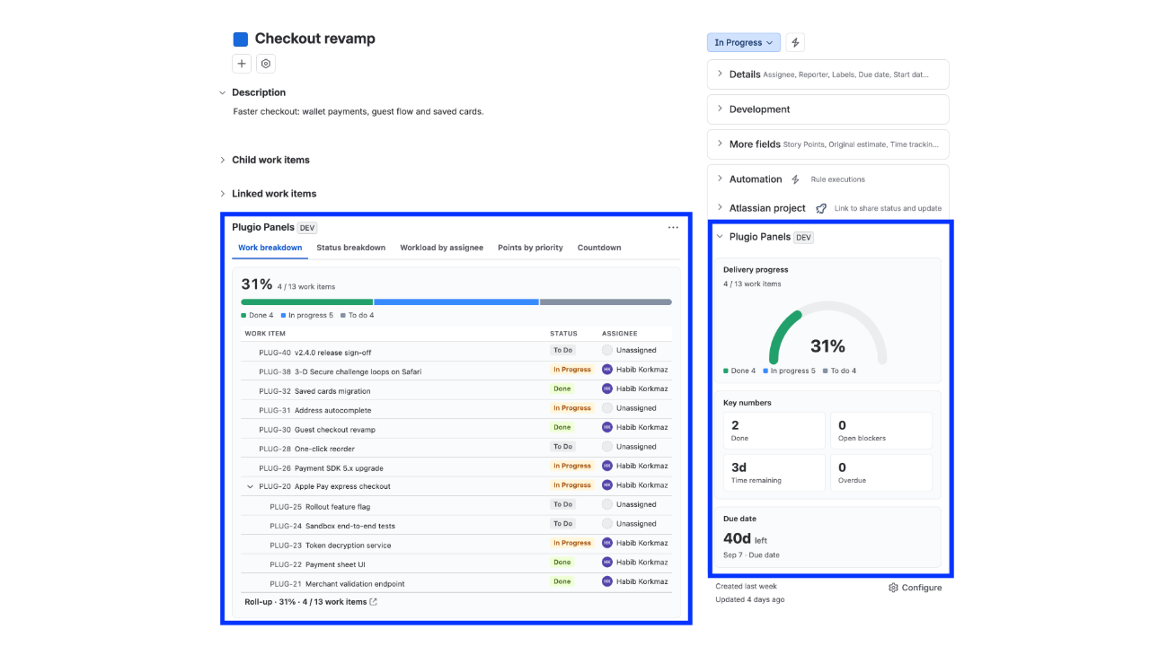 Plugio Panels — Issue Panel Builder for Jira
